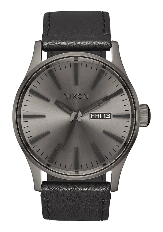 Nixon Sentry Leather - Gunmetal/Black