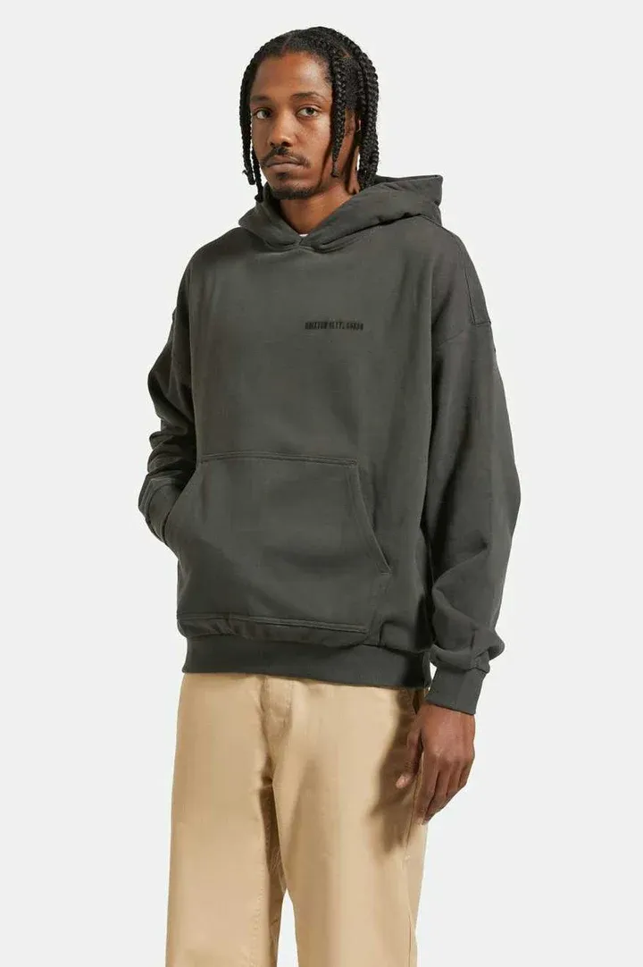 Brixton Embroidered Heavy Weight Hood -  Washed Black
