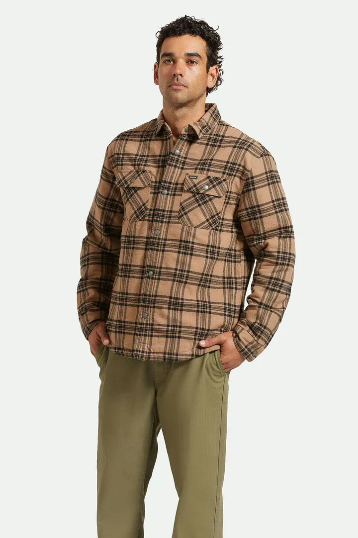 Brixton Bowery Quilted Flannel - Woodsmoke/Black
