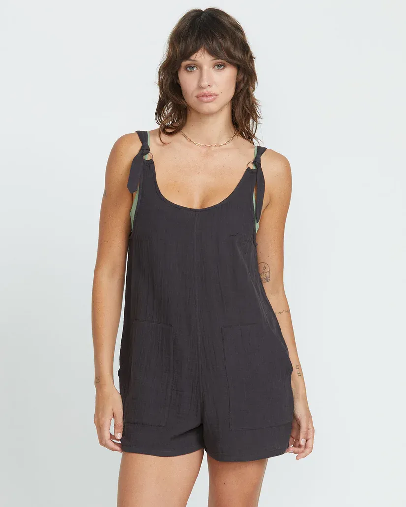 Volcom Lil Tie Romper - Vintage Black