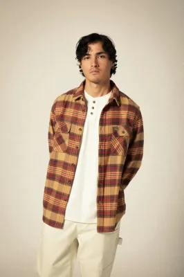 Brixton Bowery Flannel - Curry/Washed Black/Crimson