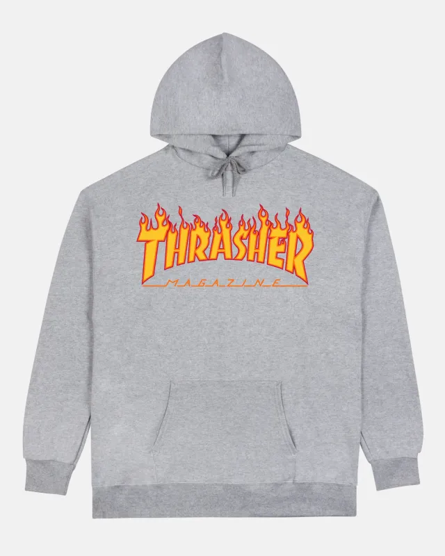 Thrasher Flame Logo Hood - Grey