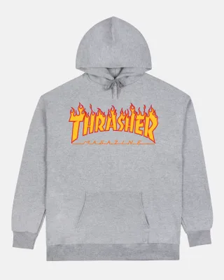 Thrasher Flame Logo Hood - Grey