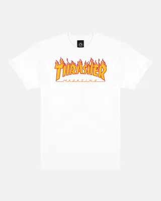 Thrasher Flame Logo Tee - White