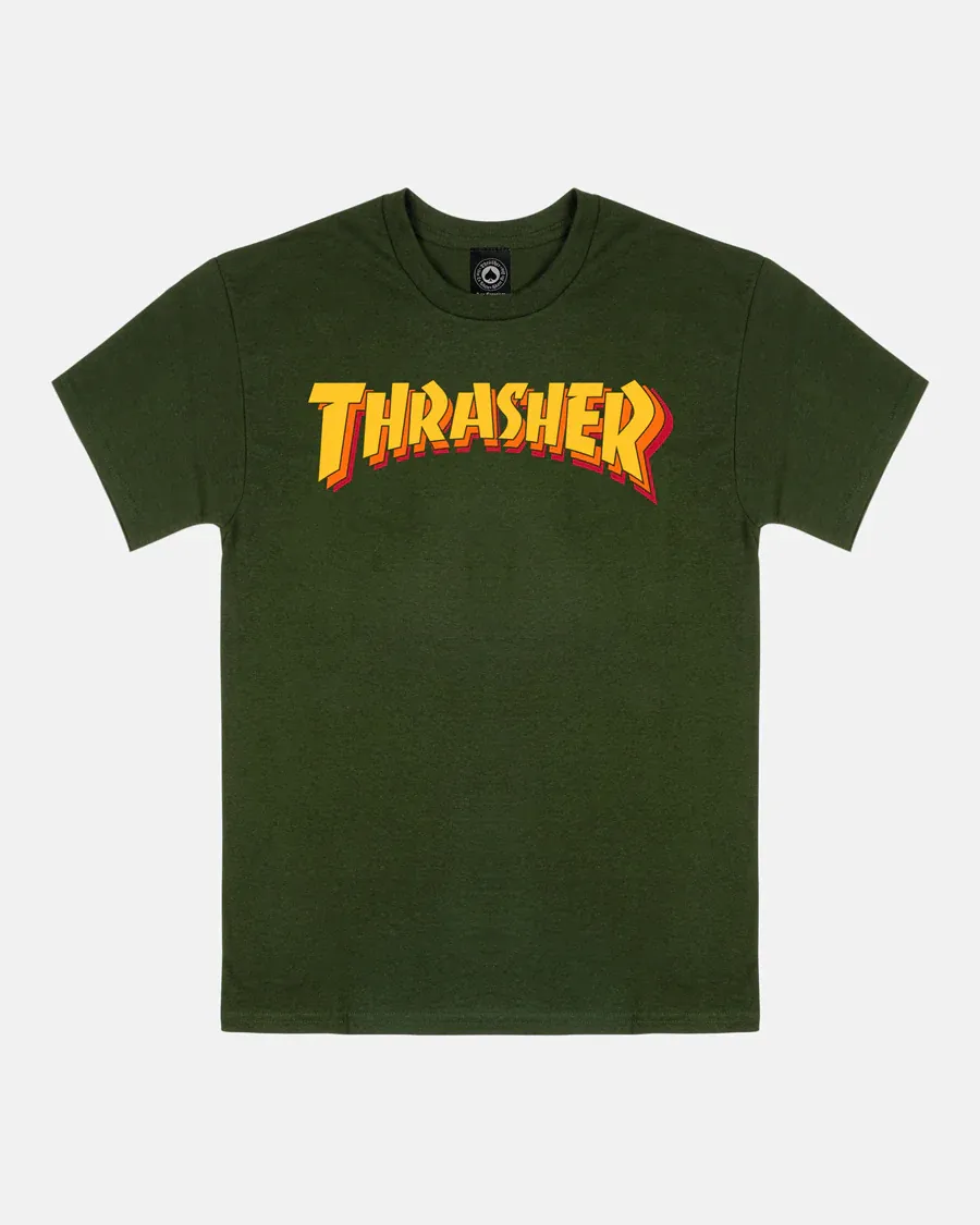 Thrasher Stacked Tee - Forest Green