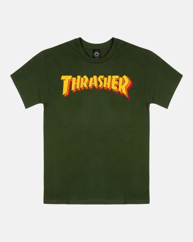 Thrasher Stacked Tee - Forest Green