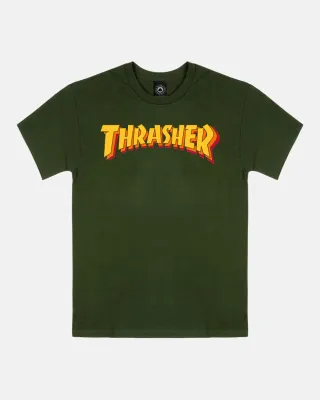 Thrasher Stacked Tee - Forest Green