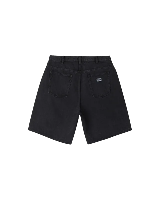 Obey Bigwig Baggy Denim Short - Faded Black