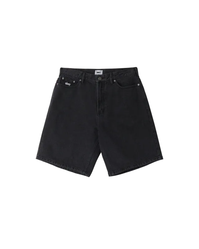 Obey Bigwig Baggy Denim Short - Faded Black