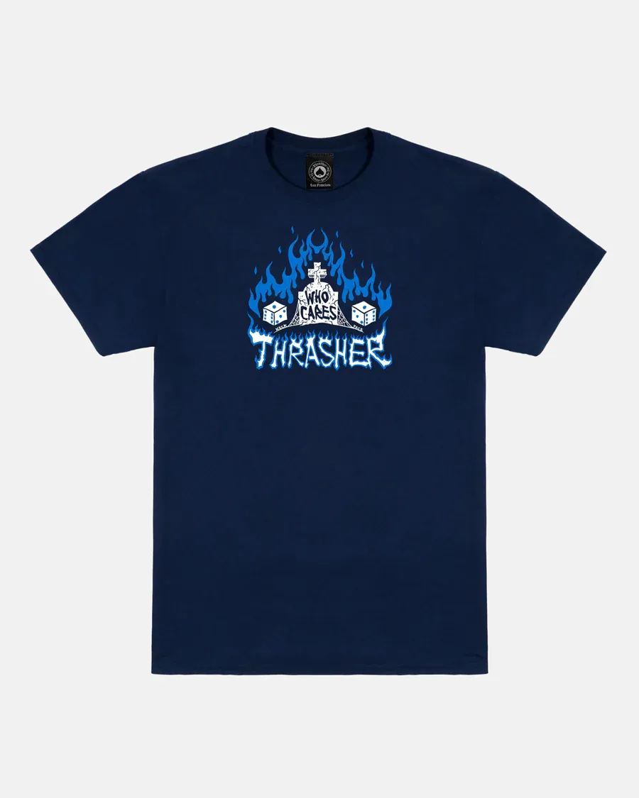 Thrasher Who Cares by Neckface Tee - Navy