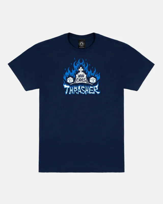 Thrasher Who Cares by Neckface Tee - Navy