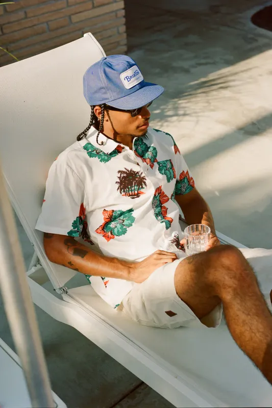 Brixton Cru SS Woven - Off White/Aquatic Green Floral