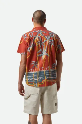 Brixton Charter Print SS Woven - Dark Red Scenic Trip