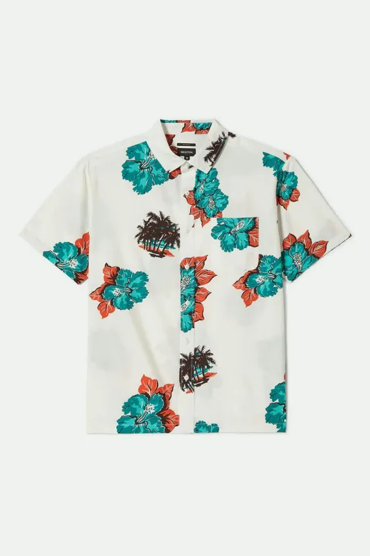 Brixton Cru SS Woven - Off White/Aquatic Green Floral