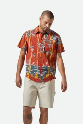 Brixton Charter Print SS Woven - Dark Red Scenic Trip