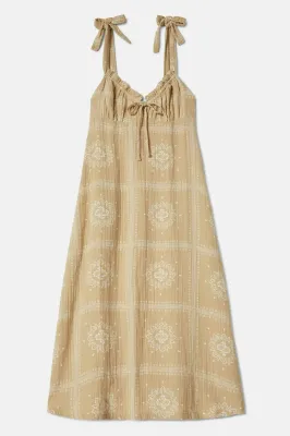 Brixton Wandering Tie Dress - Pale Khaki Bandana