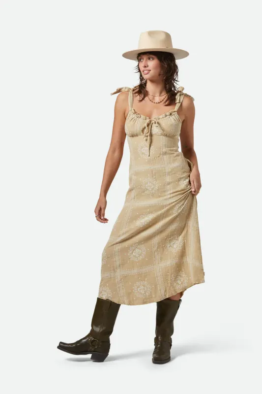Brixton Wandering Tie Dress - Pale Khaki Bandana