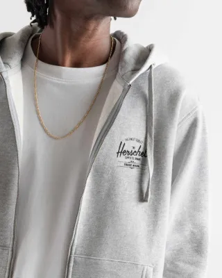 Herschel Basic Zip Hoodie - Heather Light Grey