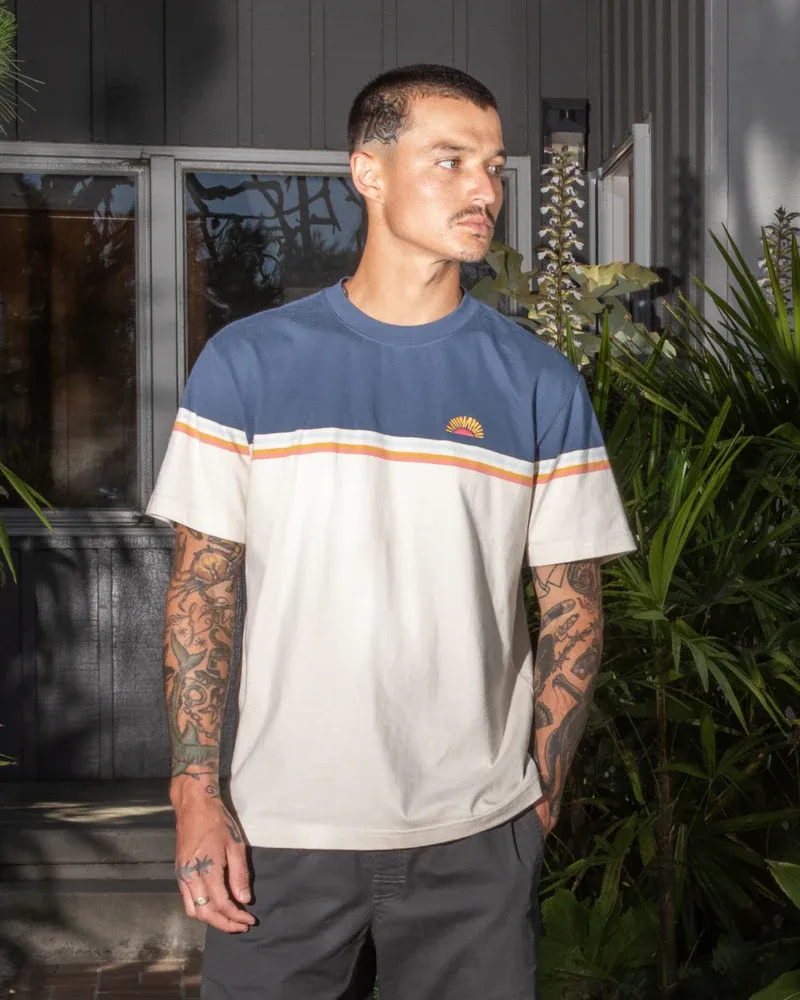 RVCA Pismo Stripe Tee - Vintage Navy