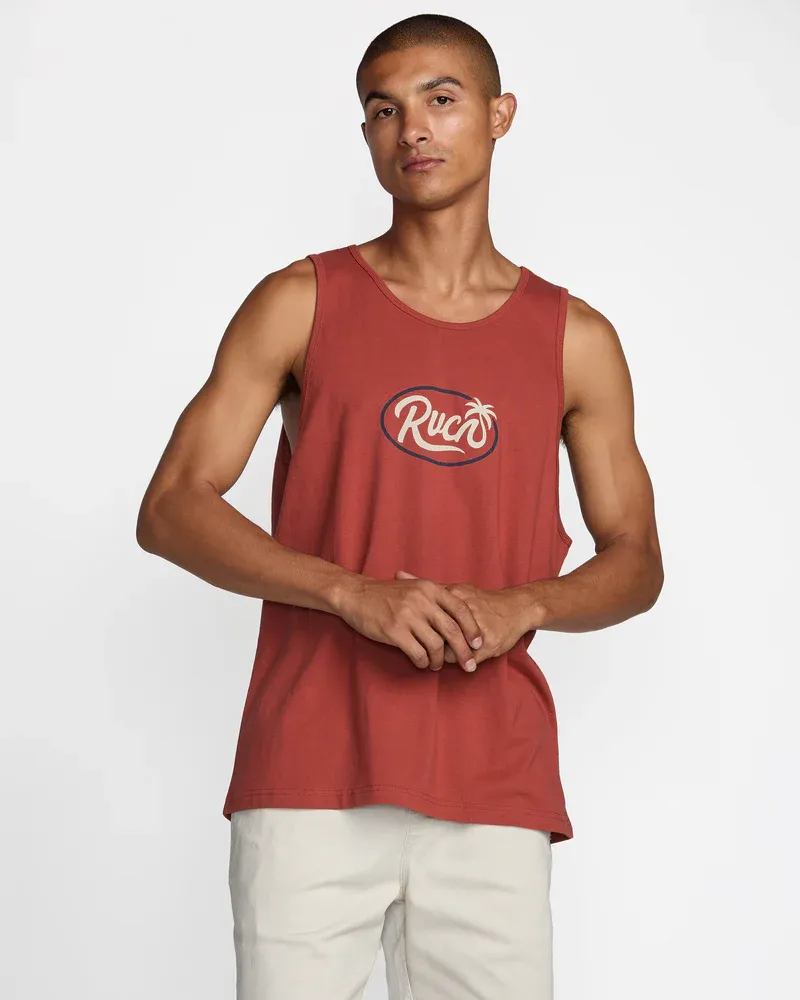 RVCA Frond Script Tank - Dusty Red