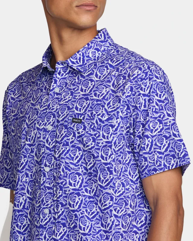 RVCA Barba Roses SS - Light Blue
