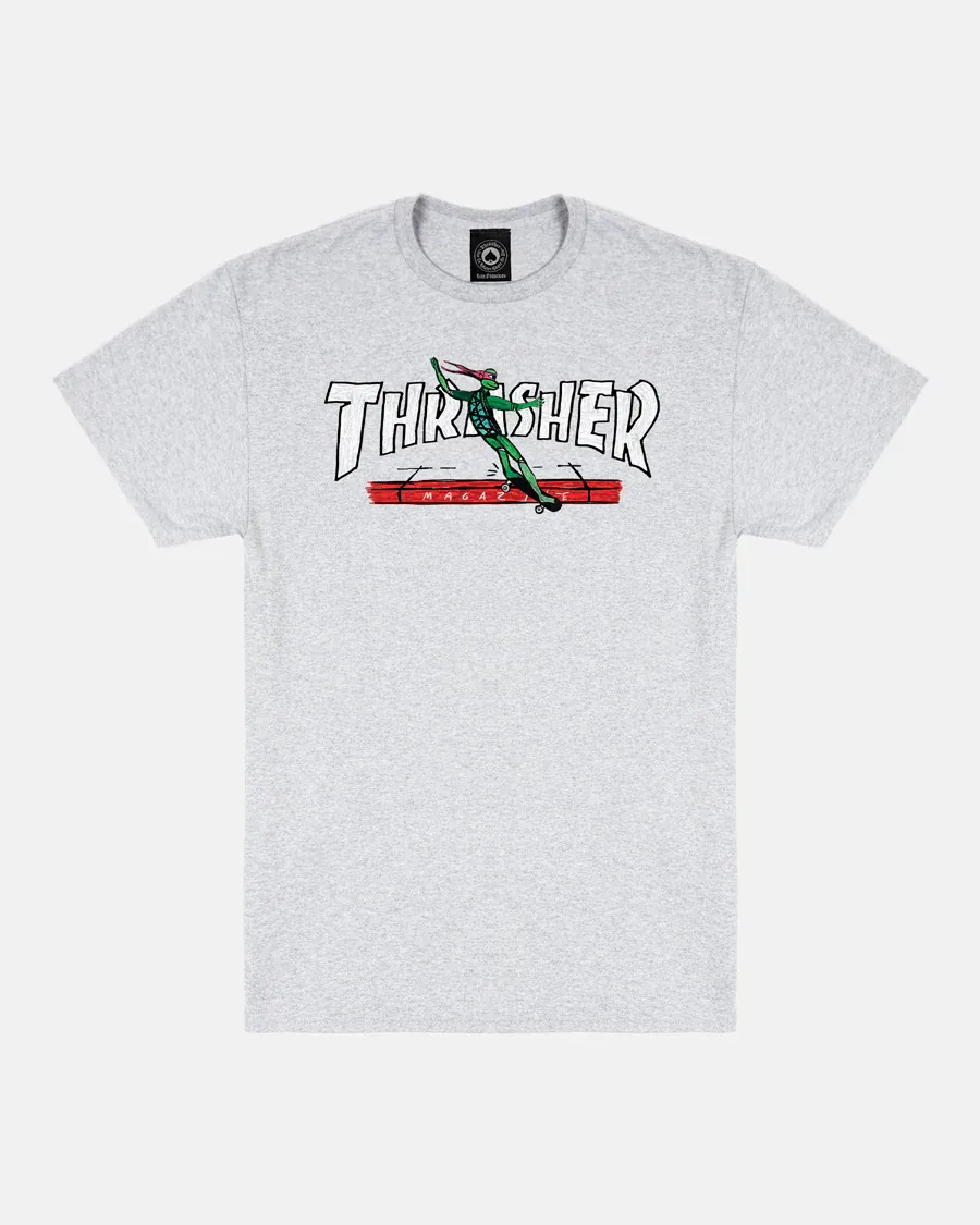 Thrasher Red Curb By LSD Worldpeace Tee - Ash Grey