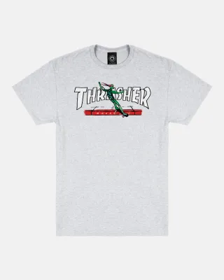 Thrasher Red Curb By LSD Worldpeace Tee - Ash Grey