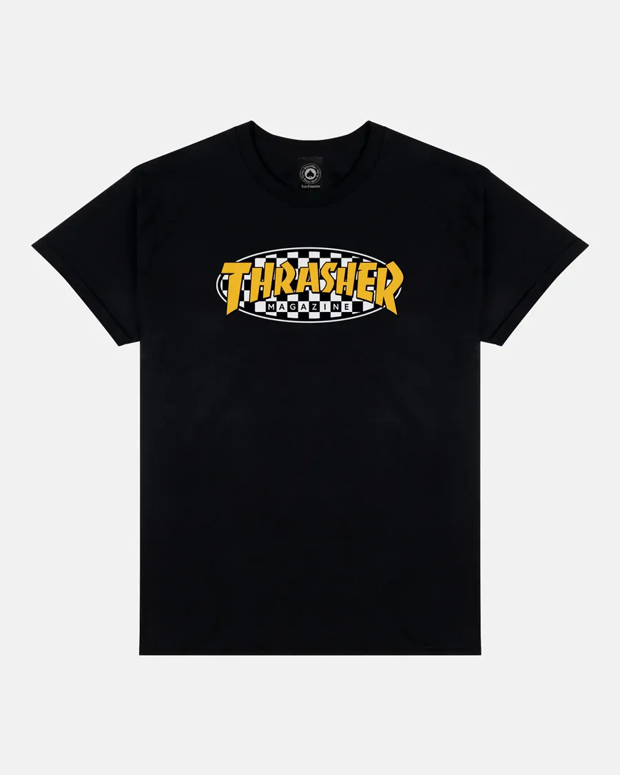 Thrasher Checkered Oval Tee - Black