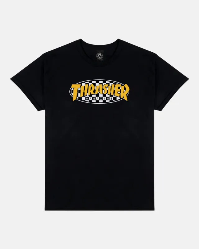 Thrasher Checkered Oval Tee - Black