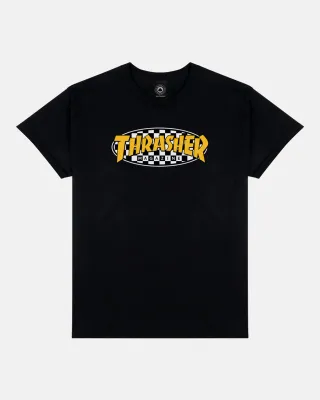 Thrasher Checkered Oval Tee - Black