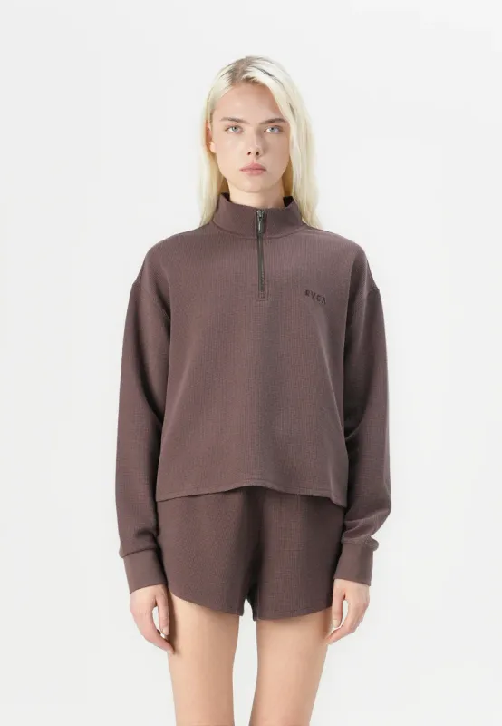 RVCA Glory Waffle Pullover - Bear Brown