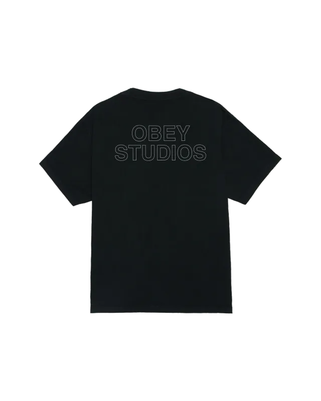 Obey Studios Outline Pigment Tee - Vintage Black