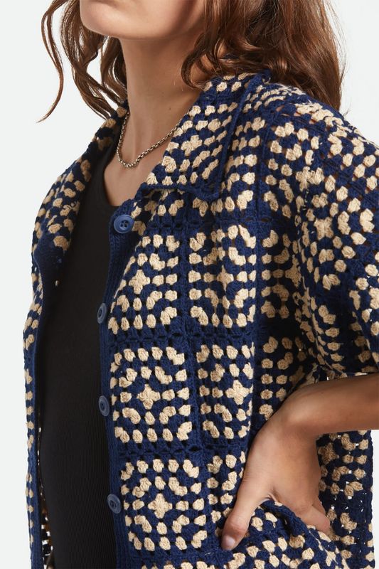 Brixton Crochet Button Down - Moon Indigo
