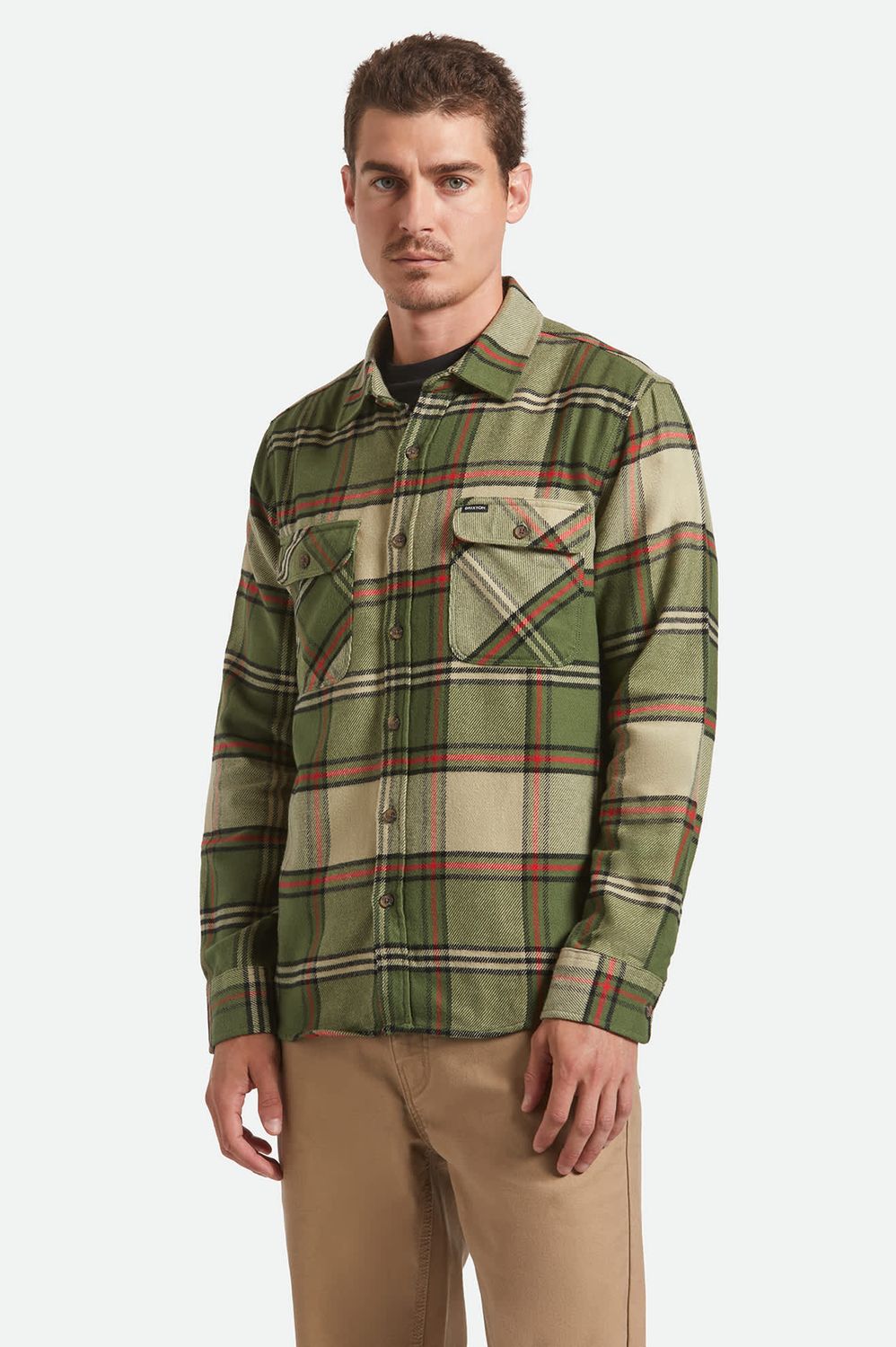Brixton Bowery Flannel - Wild Green/Elm