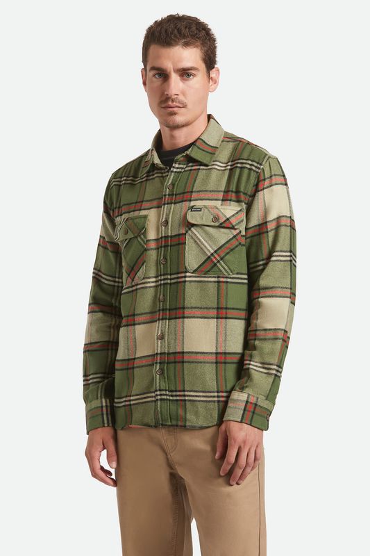 Brixton Bowery Flannel - Wild Green/Elm