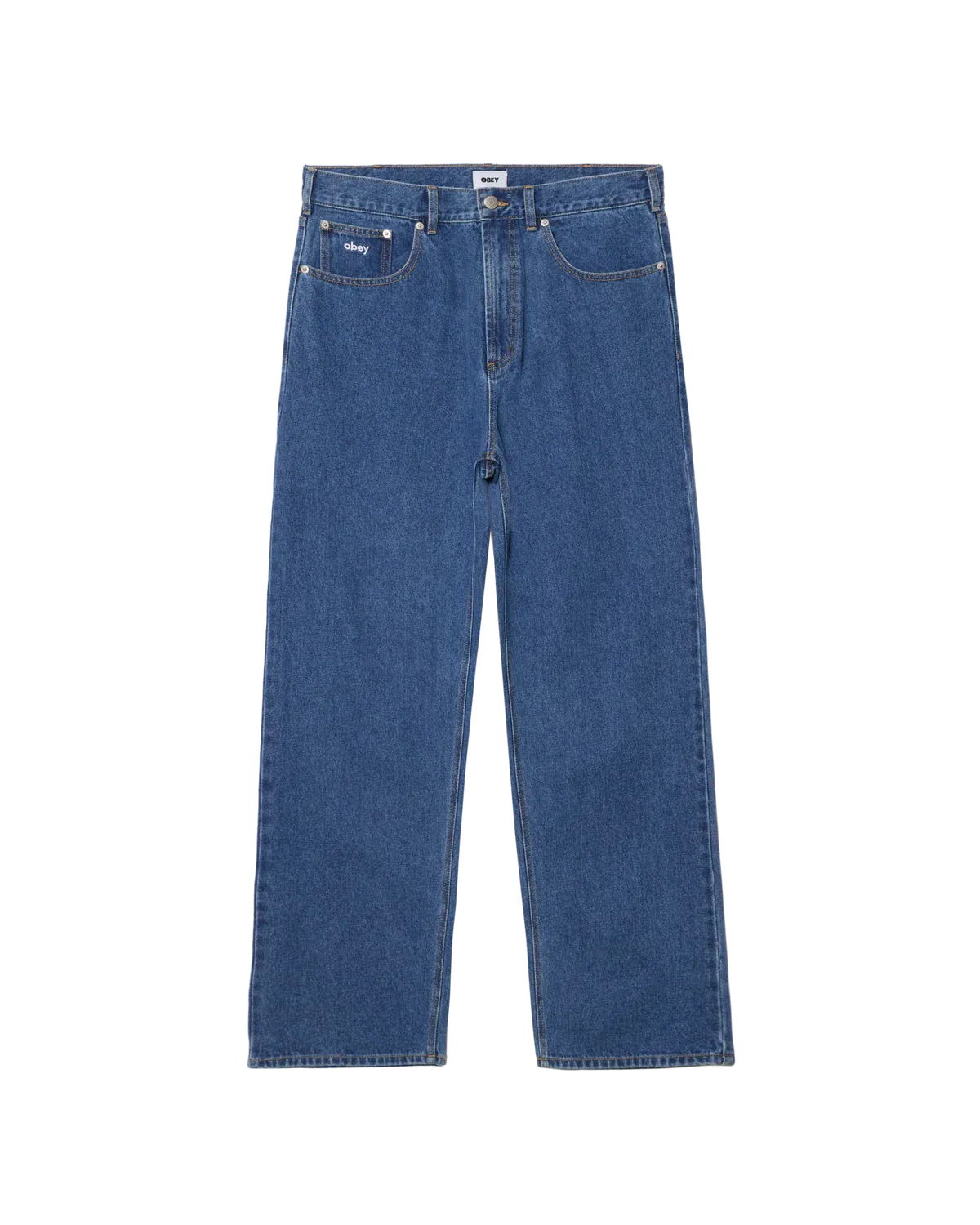 Obey Bigwig Baggy Denim - Medium Stonewash Light Indigo