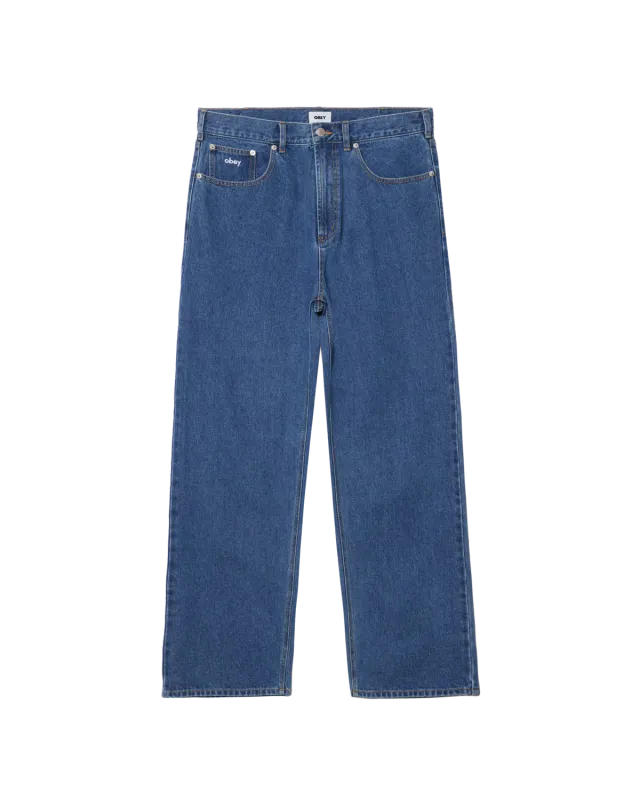 Obey Bigwig Baggy Denim - Medium Stonewash Light Indigo
