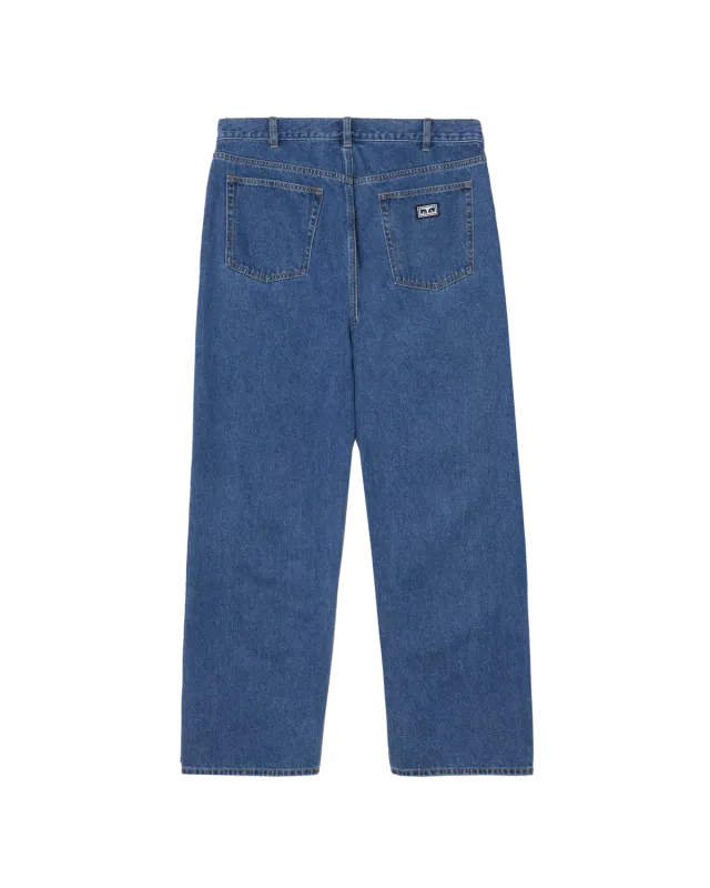 Obey Bigwig Baggy Denim - Medium Stonewash Light Indigo