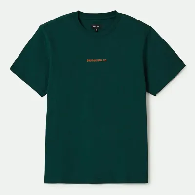 Brixton Quality Embroidered HW Tee - Deep Emerald C.Wash