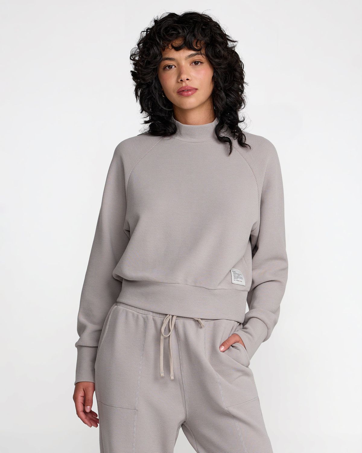 RVCA Sofie Waffle Mock Neck - Sky Grey