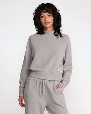 RVCA Sofie Waffle Mock Neck - Sky Grey