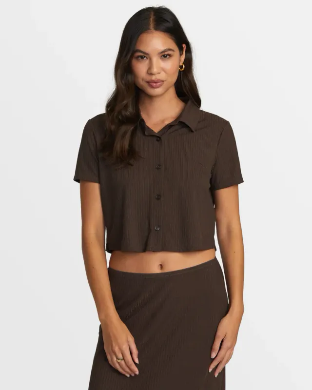 RVCA Jenni Button Down - Chocolate Torte