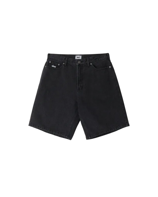 Obey Bigwig Baggy Denim Short - Faded Black