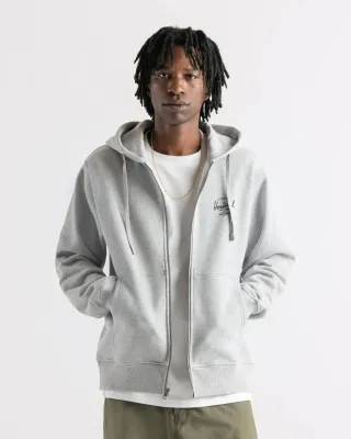 Herschel Basic Zip Hoodie - Heather Light Grey