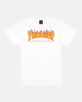 Thrasher Flame Logo Tee - White