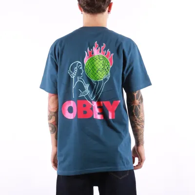 Obey World in Flames Tee - Harbour Blue