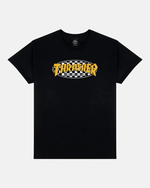 Thrasher Checkered Oval Tee - Black