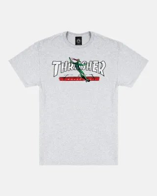 Thrasher Red Curb By LSD Worldpeace Tee - Ash Grey