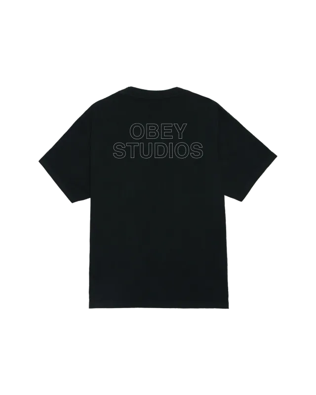 Obey Studios Outline Pigment Tee - Vintage Black