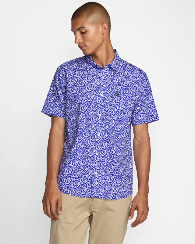 RVCA Barba Roses SS - Light Blue